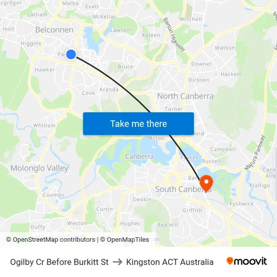 Ogilby Cr Before Burkitt St to Kingston ACT Australia map