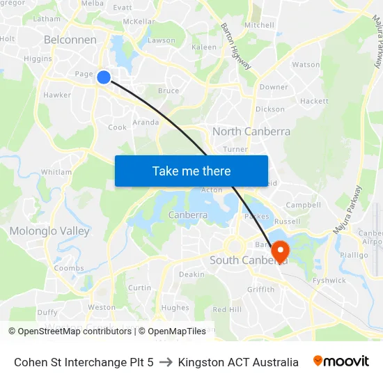 Cohen St Interchange Plt 5 to Kingston ACT Australia map