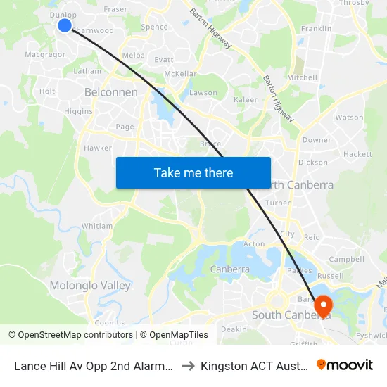 Lance Hill Av Opp 2nd Alarmon Cr to Kingston ACT Australia map