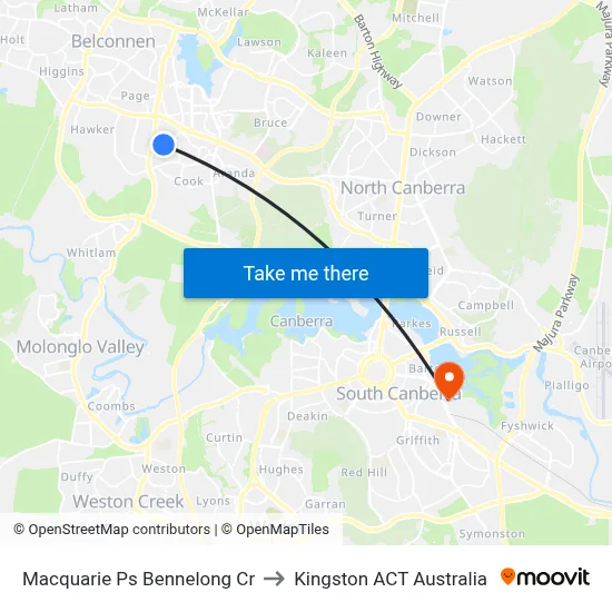 Macquarie Ps Bennelong Cr to Kingston ACT Australia map