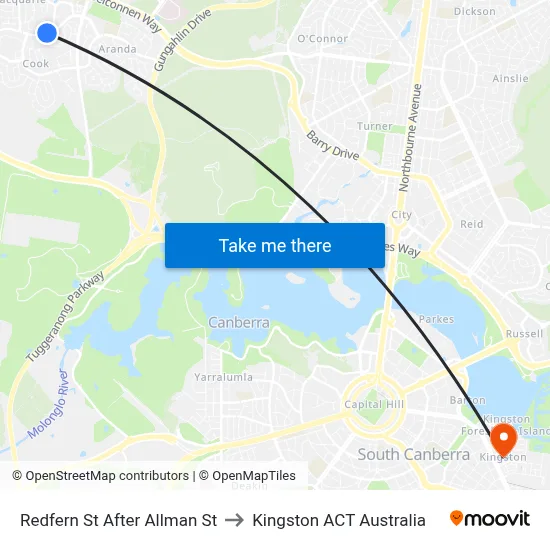 Redfern St After Allman St to Kingston ACT Australia map