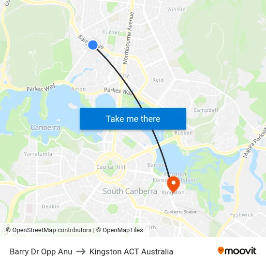 Barry Dr Opp Anu to Kingston ACT Australia map