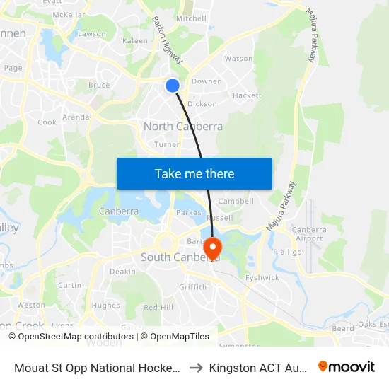 Mouat St Opp National Hockey Centre to Kingston ACT Australia map