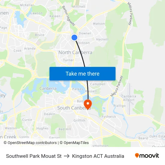 Southwell Park Mouat St to Kingston ACT Australia map