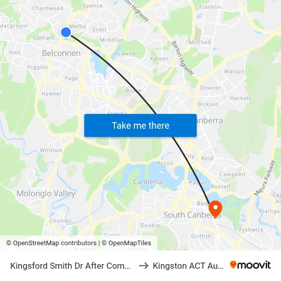 Kingsford Smith Dr After Companion Cr to Kingston ACT Australia map