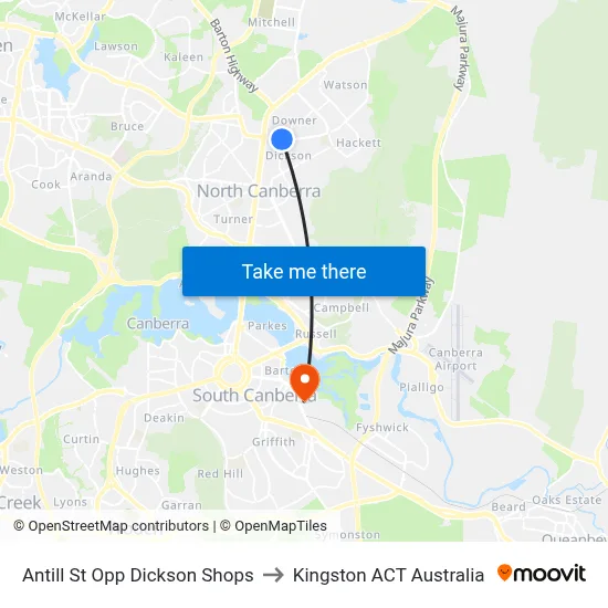 Antill St Opp Dickson Shops to Kingston ACT Australia map