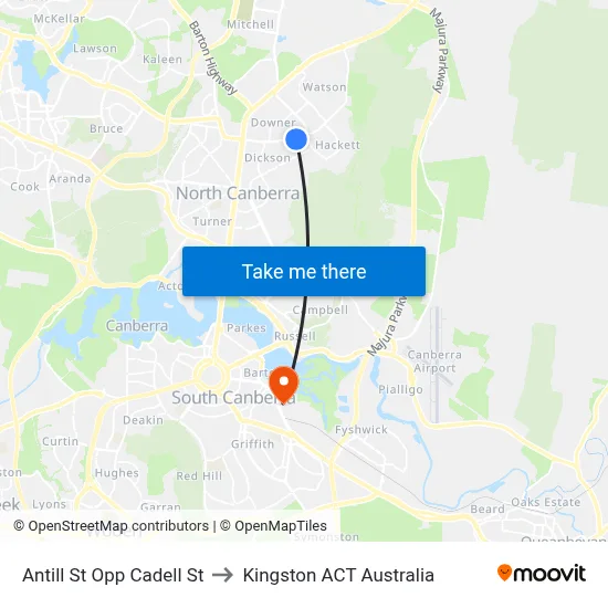 Antill St Opp Cadell St to Kingston ACT Australia map