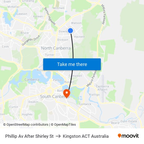 Phillip Av After Shirley St to Kingston ACT Australia map