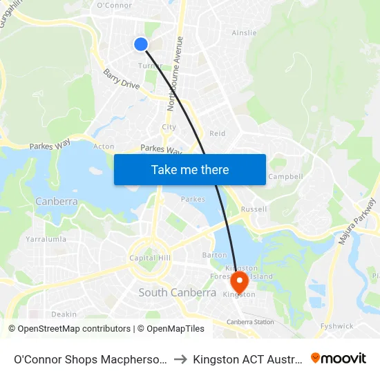 O'Connor Shops Macpherson St to Kingston ACT Australia map
