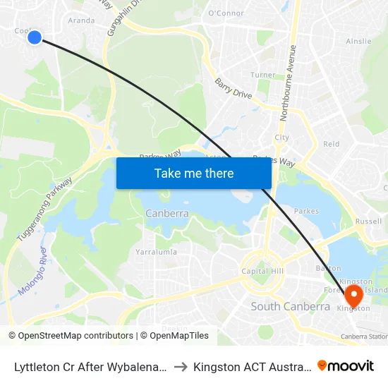 Lyttleton Cr After Wybalena Gr to Kingston ACT Australia map