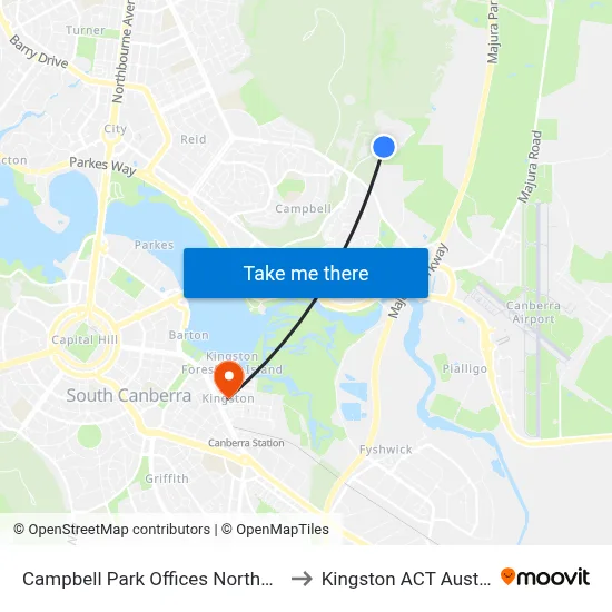 Campbell Park Offices Northcott Dr to Kingston ACT Australia map