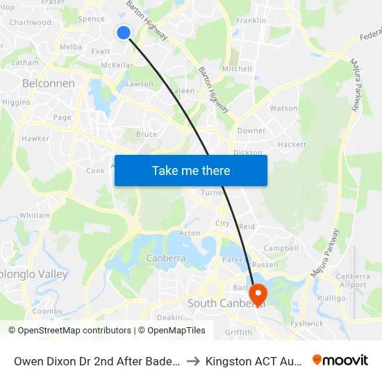 Owen Dixon Dr 2nd After Badenoch Cr to Kingston ACT Australia map