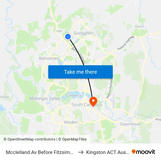 Mcclelland Av Before Fitzsimmons St to Kingston ACT Australia map