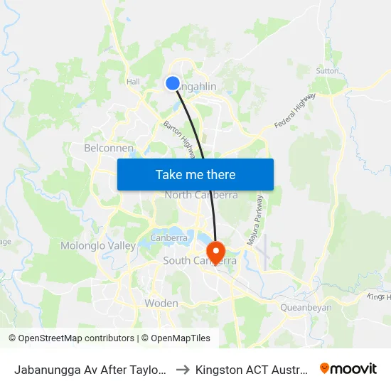 Jabanungga Av After Taylor St to Kingston ACT Australia map