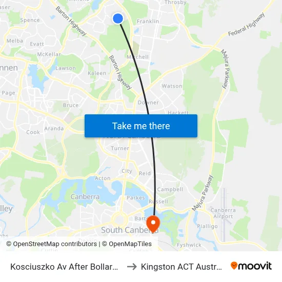 Kosciuszko Av After Bollard St to Kingston ACT Australia map