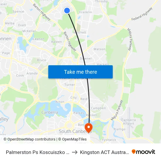 Palmerston Ps Koscuiszko Av to Kingston ACT Australia map