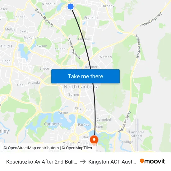 Kosciuszko Av After 2nd Buller Cr to Kingston ACT Australia map