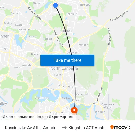 Kosciuszko Av After Amarina St to Kingston ACT Australia map