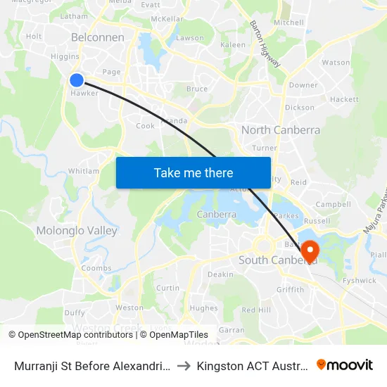 Murranji St Before Alexandria St to Kingston ACT Australia map