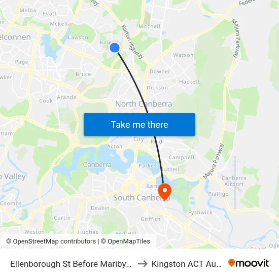 Ellenborough St Before Maribyrnong Av to Kingston ACT Australia map