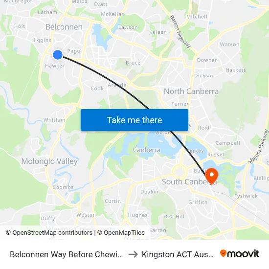 Belconnen Way Before Chewings St to Kingston ACT Australia map