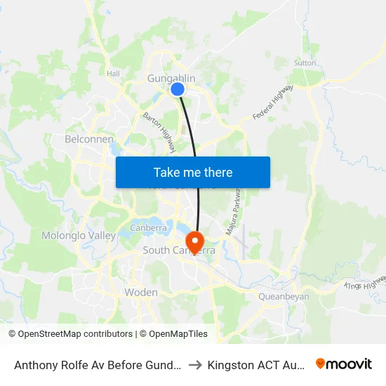 Anthony Rolfe Av Before Gundaroo Rd to Kingston ACT Australia map