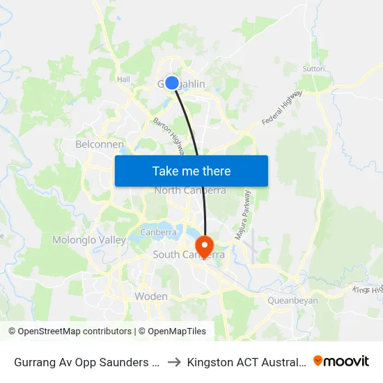 Gurrang Av Opp Saunders St to Kingston ACT Australia map