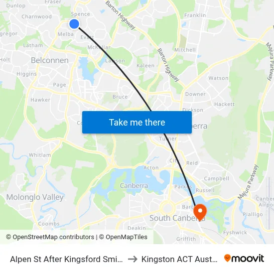 Alpen St After Kingsford Smith Dr to Kingston ACT Australia map