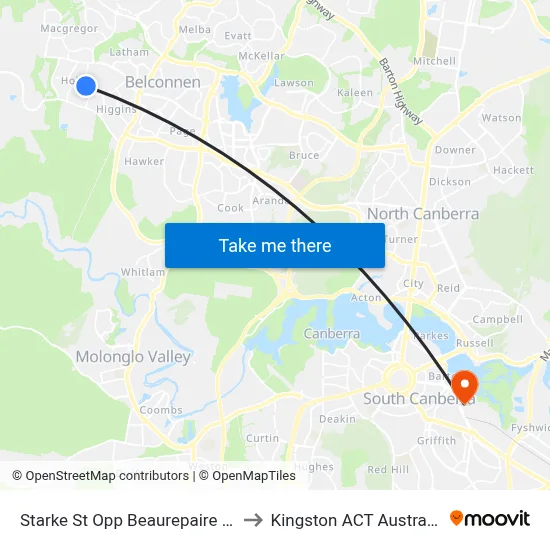 Starke St Opp Beaurepaire Cr to Kingston ACT Australia map