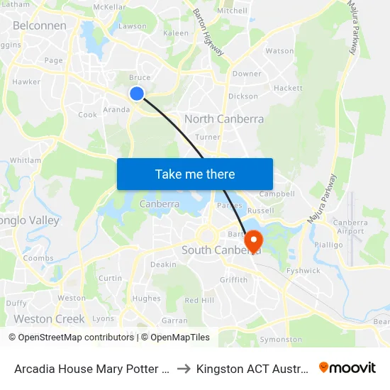 Arcadia House Mary Potter Cct to Kingston ACT Australia map