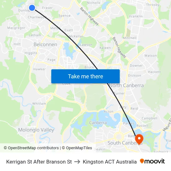Kerrigan St After Branson St to Kingston ACT Australia map