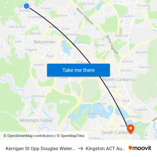 Kerrigan St Opp Douglas Waterhouse Dr to Kingston ACT Australia map