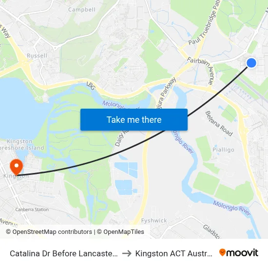 Catalina Dr Before Lancaster Pl to Kingston ACT Australia map