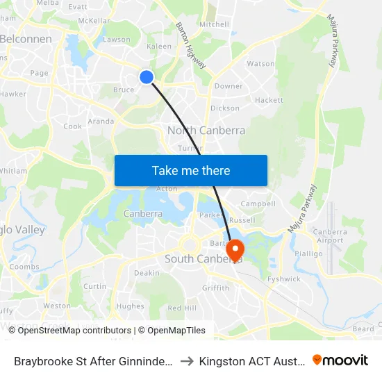Braybrooke St After Ginninderra Dr to Kingston ACT Australia map