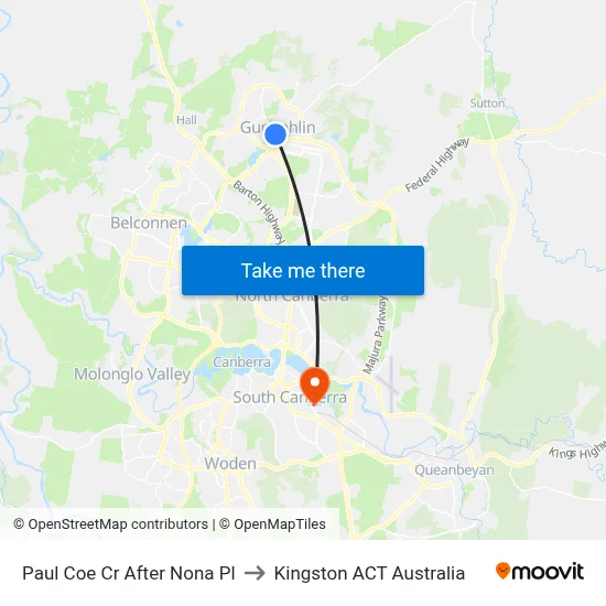 Paul Coe Cr After Nona Pl to Kingston ACT Australia map