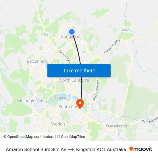 Amaroo School Burdekin Av to Kingston ACT Australia map
