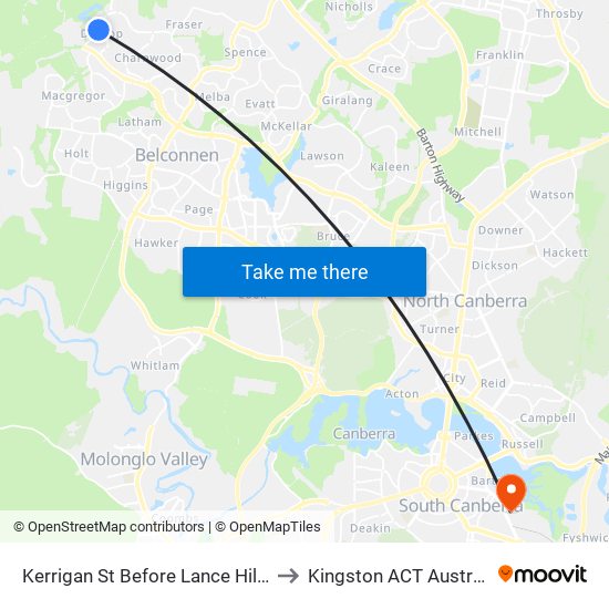 Kerrigan St Before Lance Hill Av to Kingston ACT Australia map