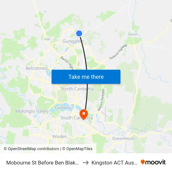 Mobourne St Before Ben Blakeney St to Kingston ACT Australia map