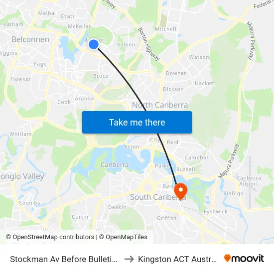 Stockman Av Before Bulletin St to Kingston ACT Australia map
