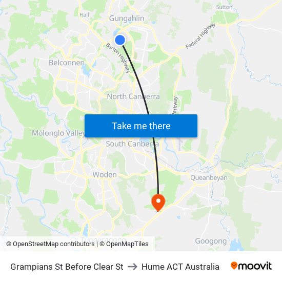 Grampians St Before Clear St to Hume ACT Australia map