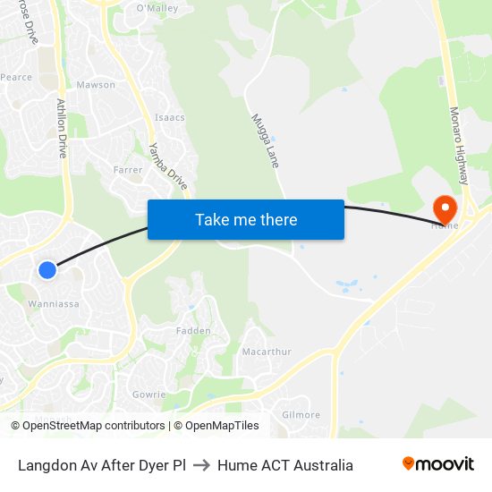 Langdon Av After Dyer Pl to Hume ACT Australia map