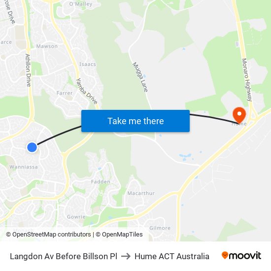 Langdon Av Before Billson Pl to Hume ACT Australia map