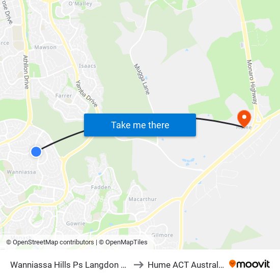 Wanniassa Hills Ps Langdon Av to Hume ACT Australia map