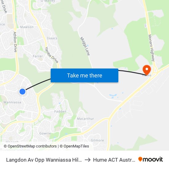 Langdon Av Opp Wanniassa Hills Ps to Hume ACT Australia map