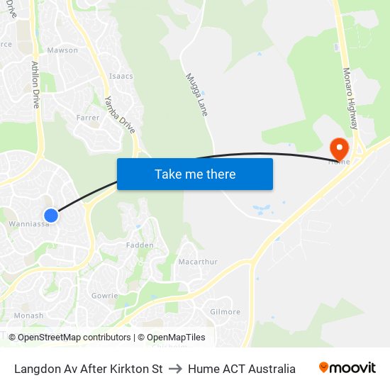 Langdon Av After Kirkton St to Hume ACT Australia map