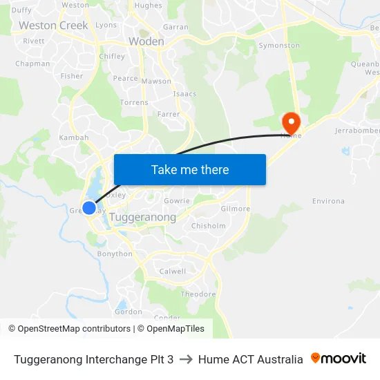 Tuggeranong Interchange Plt 3 to Hume ACT Australia map