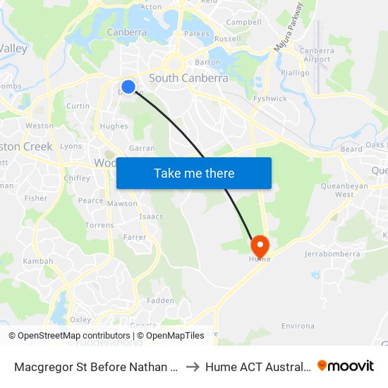 Macgregor St Before Nathan St to Hume ACT Australia map