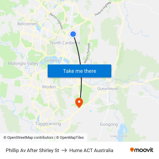 Phillip Av After Shirley St to Hume ACT Australia map