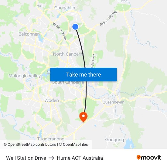 Well Station Drive to Hume ACT Australia map