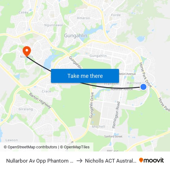 Nullarbor Av Opp Phantom St to Nicholls ACT Australia map